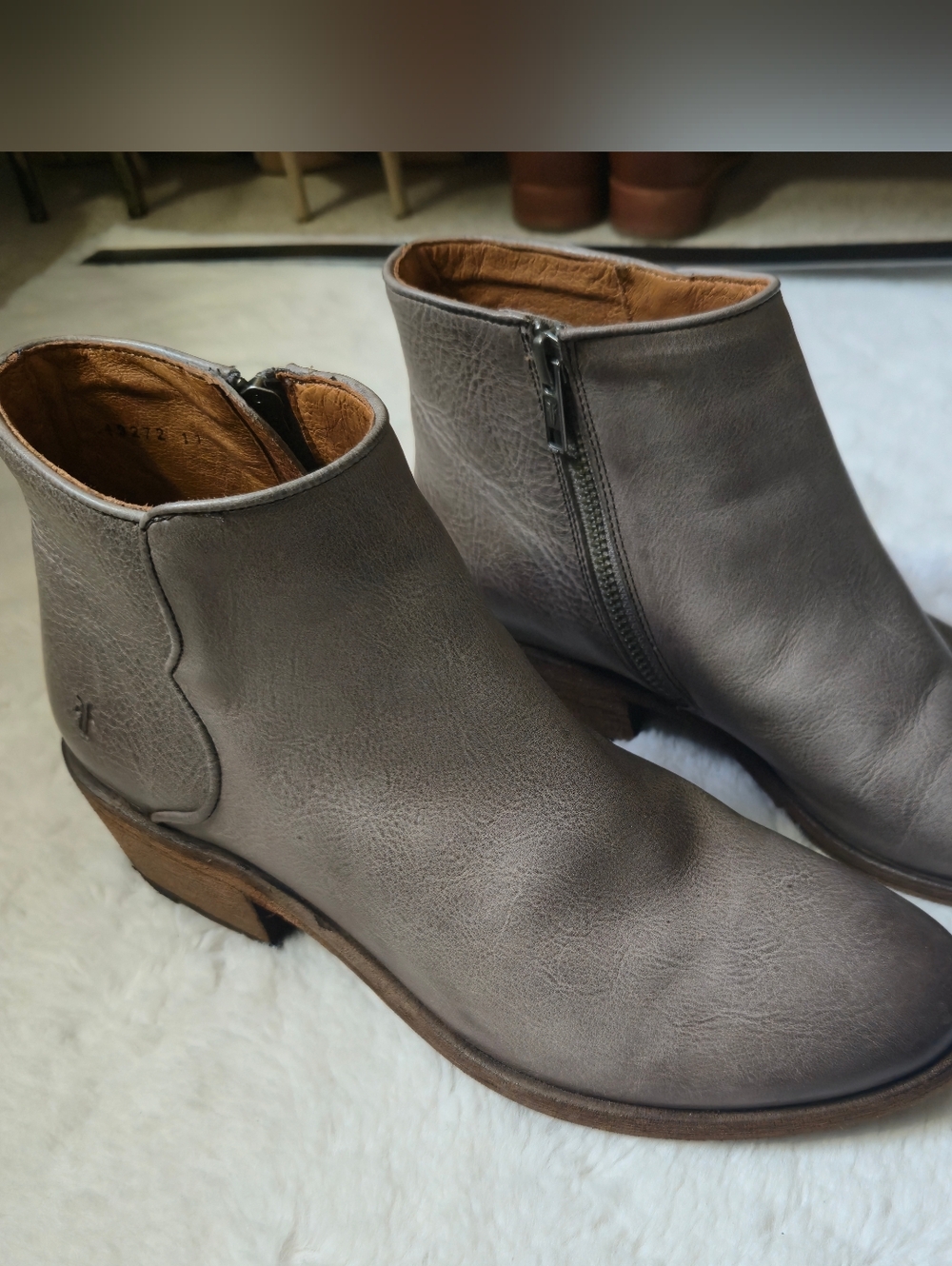 Frye Carson Gray Leather Ankle Boots